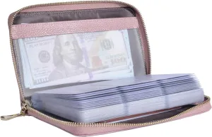 Easyoulife Credit Card Holder Wallet Womens Zipper Leather Case Purse RFID Blocking