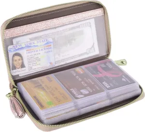 Easyoulife Credit Card Holder Wallet Womens Zipper Leather Case Purse RFID Blocking