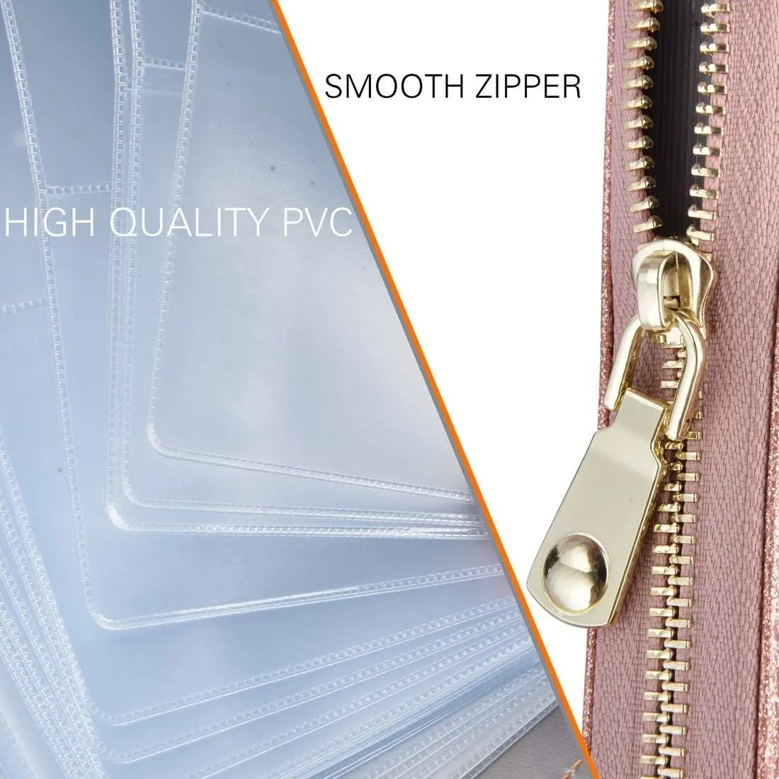 Easyoulife Credit Card Holder Wallet Womens Zipper Leather Case Purse RFID Blocking