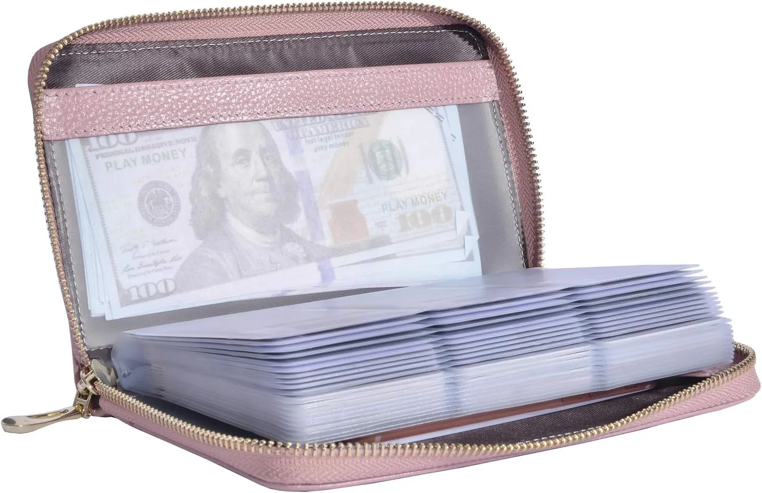 Easyoulife Credit Card Holder Wallet Womens Zipper Leather Case Purse RFID Blocking