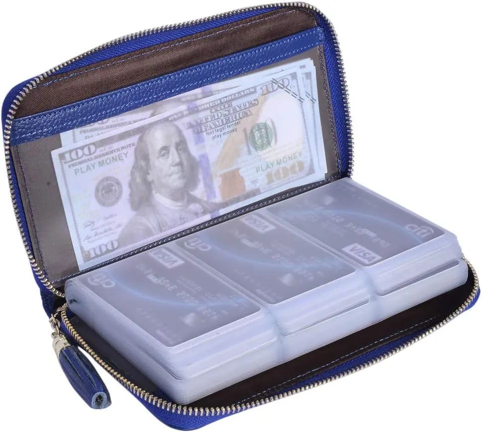 Easyoulife Credit Card Holder Wallet Womens Zipper Leather Case Purse RFID Blocking