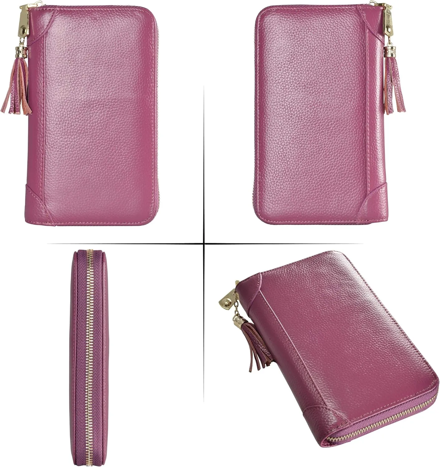 Easyoulife Credit Card Holder Wallet Womens Zipper Leather Case Purse RFID Blocking