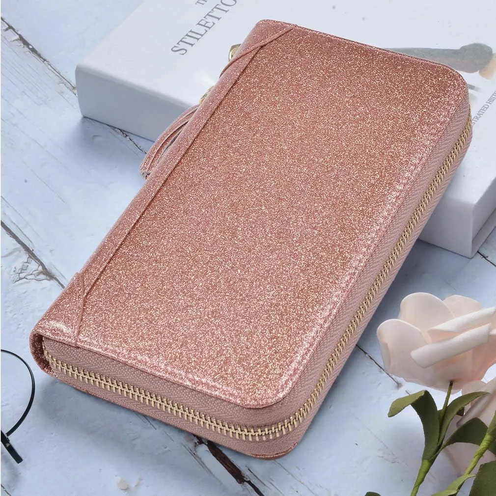 Easyoulife Credit Card Holder Wallet Womens Zipper Leather Case Purse RFID Blocking