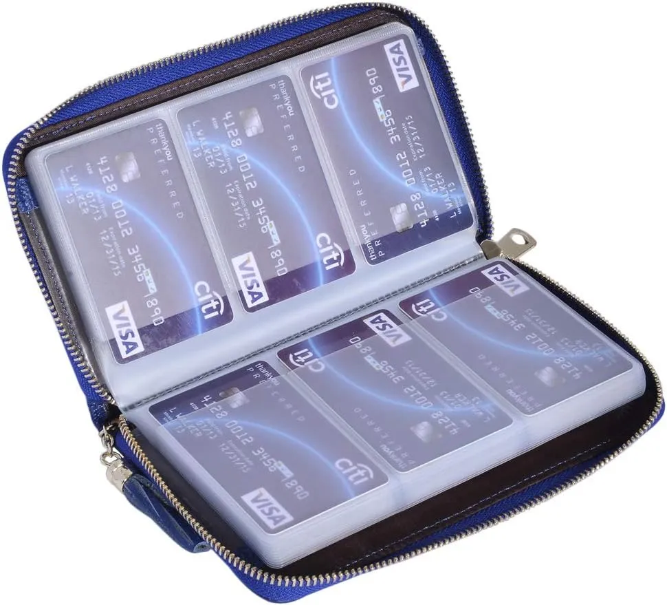 Easyoulife Credit Card Holder Wallet Womens Zipper Leather Case Purse RFID Blocking