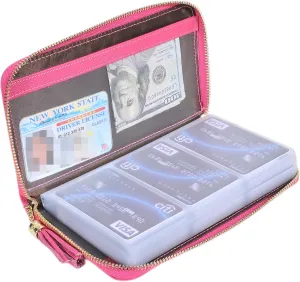 Easyoulife Credit Card Holder Wallet Womens Zipper Leather Case Purse RFID Blocking