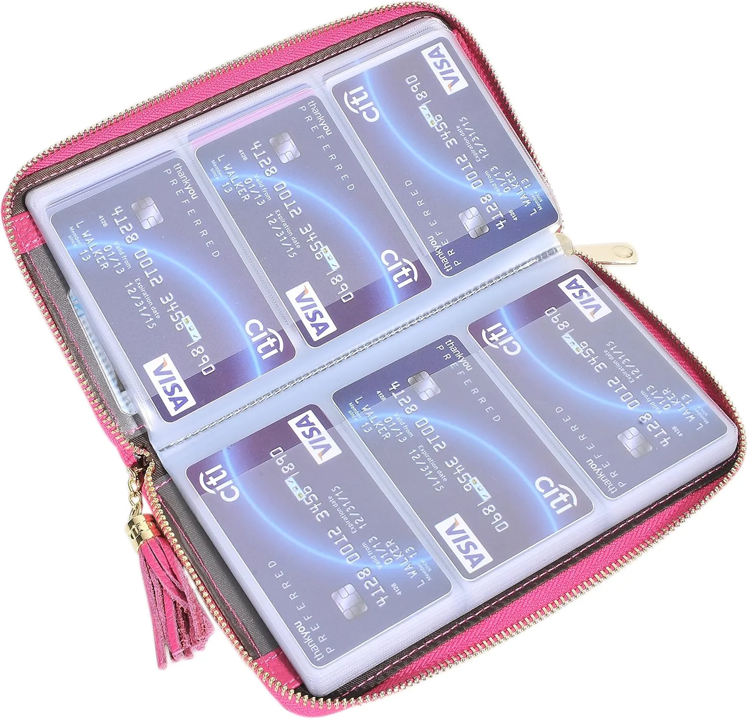 Easyoulife Credit Card Holder Wallet Womens Zipper Leather Case Purse RFID Blocking