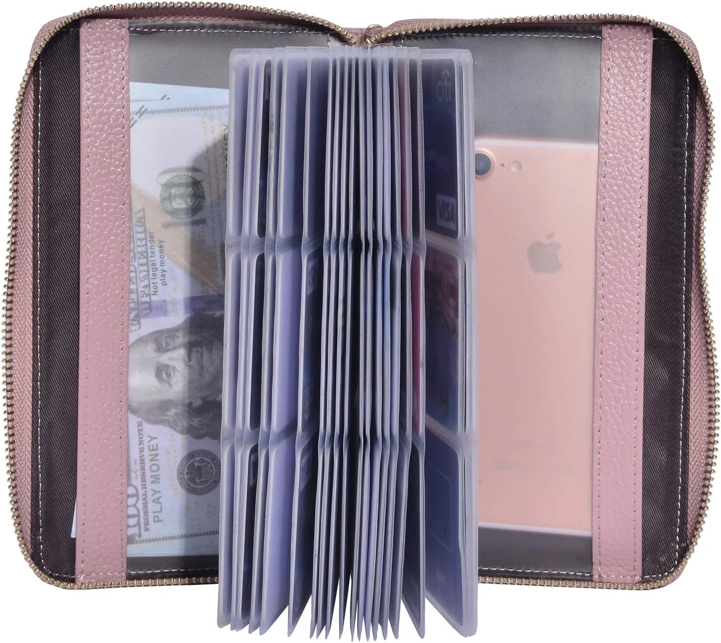 Easyoulife Credit Card Holder Wallet Womens Zipper Leather Case Purse RFID Blocking