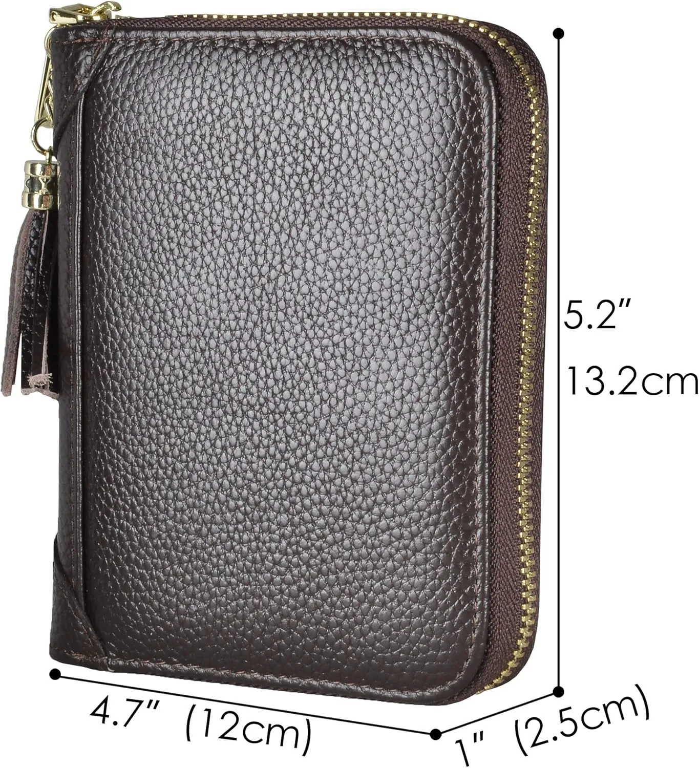 Easyoulife Womens Credit Card Holder Wallet Zip Leather Card Case RFID Blocking (Coffee)
