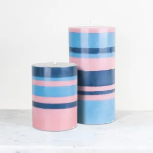 Eco Pillar Candle; Various Sizes | Old Rose, Indigo, and Pompadour