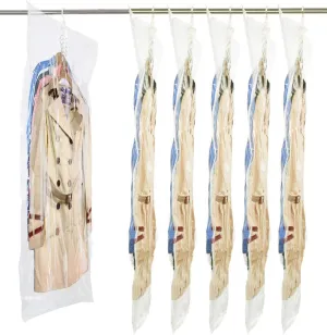 Elebac 6 Long Hanging Vacuum Storage Bags for Clothes, Vacuum Sealer Space Bags for Coat, Jumbo Clothes Protector Compression Bags for Closet Garment