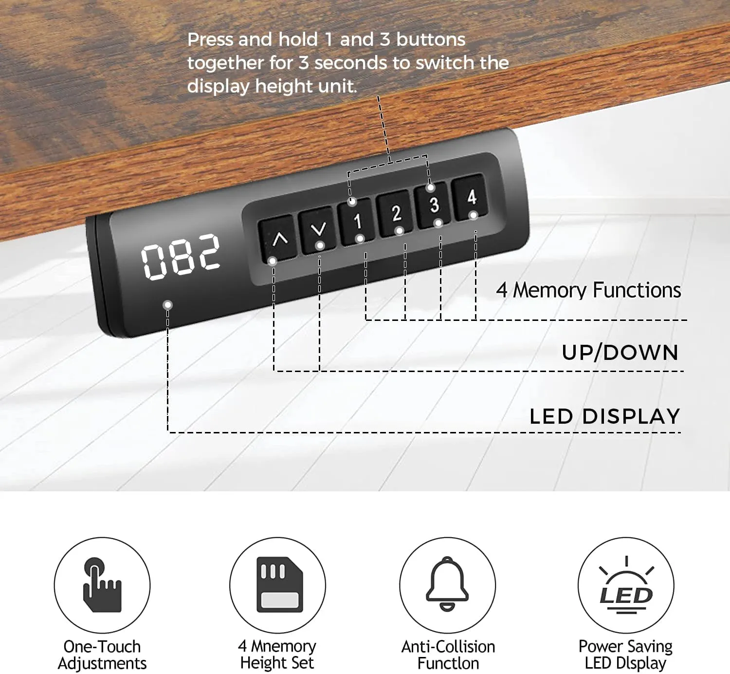 Electric Standing Desk Adjustable Height, 48'' x 24 '' Sit Stand Desk with Wheels, Ergonomic Curved Stand up Computer Workstations with 27''-45'' Lifting Range(Brown)