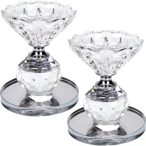 Elegant Crystal Candle Holders (Set of 2) – Diamond-Shaped Design for Romantic Atmosphere for Weddings, Anniversaries & Home Decor