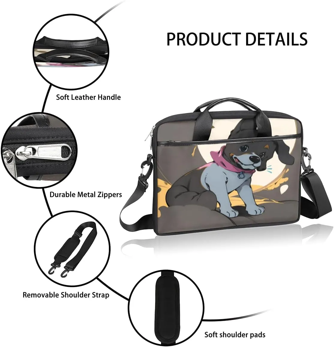 Elegant Flower Laptop Bag for Women Men 13-15 Inch Computer Briefcase Bag Lightweight Notebook Shoulder Messenger Bag