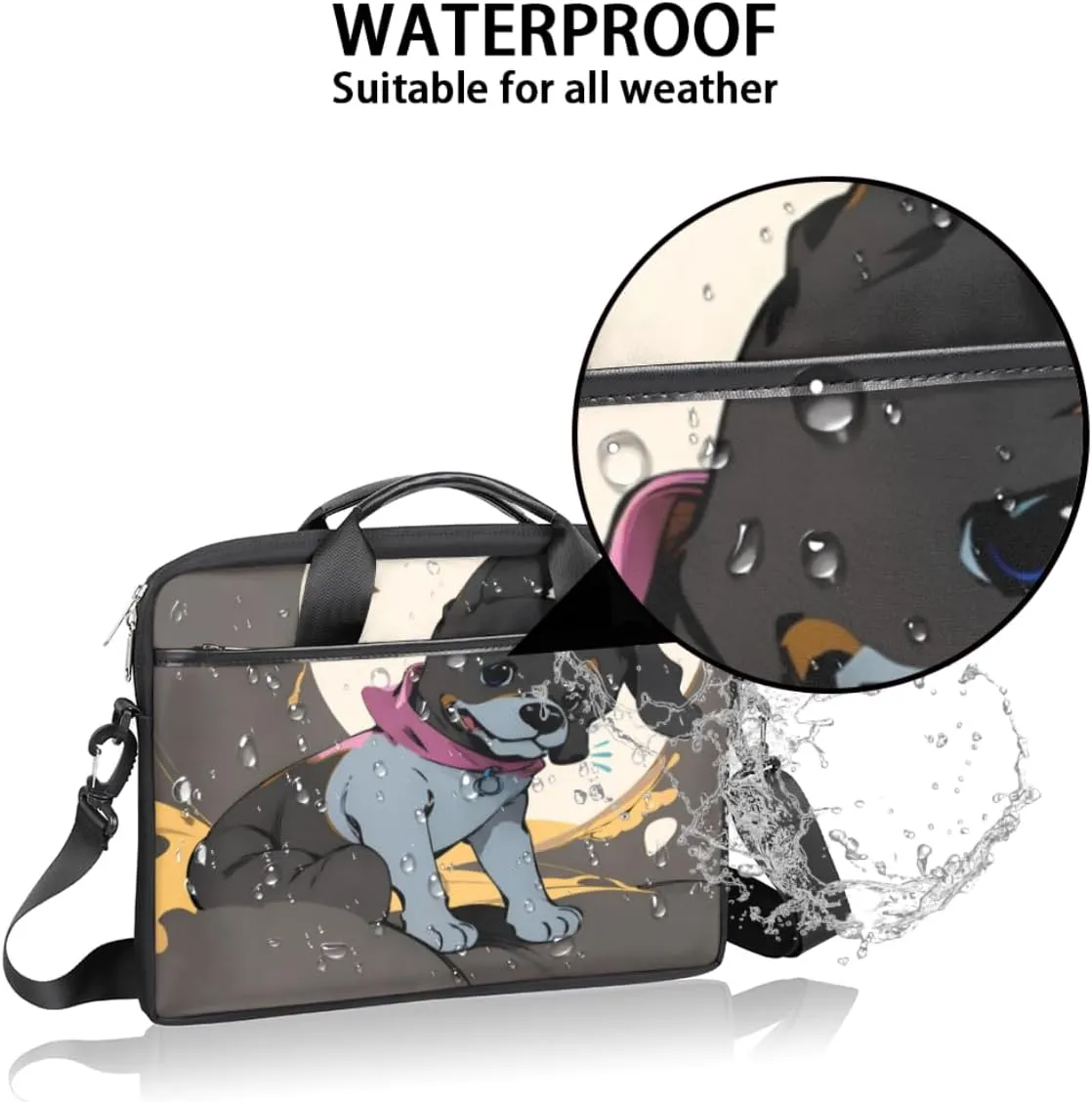 Elegant Flower Laptop Bag for Women Men 13-15 Inch Computer Briefcase Bag Lightweight Notebook Shoulder Messenger Bag