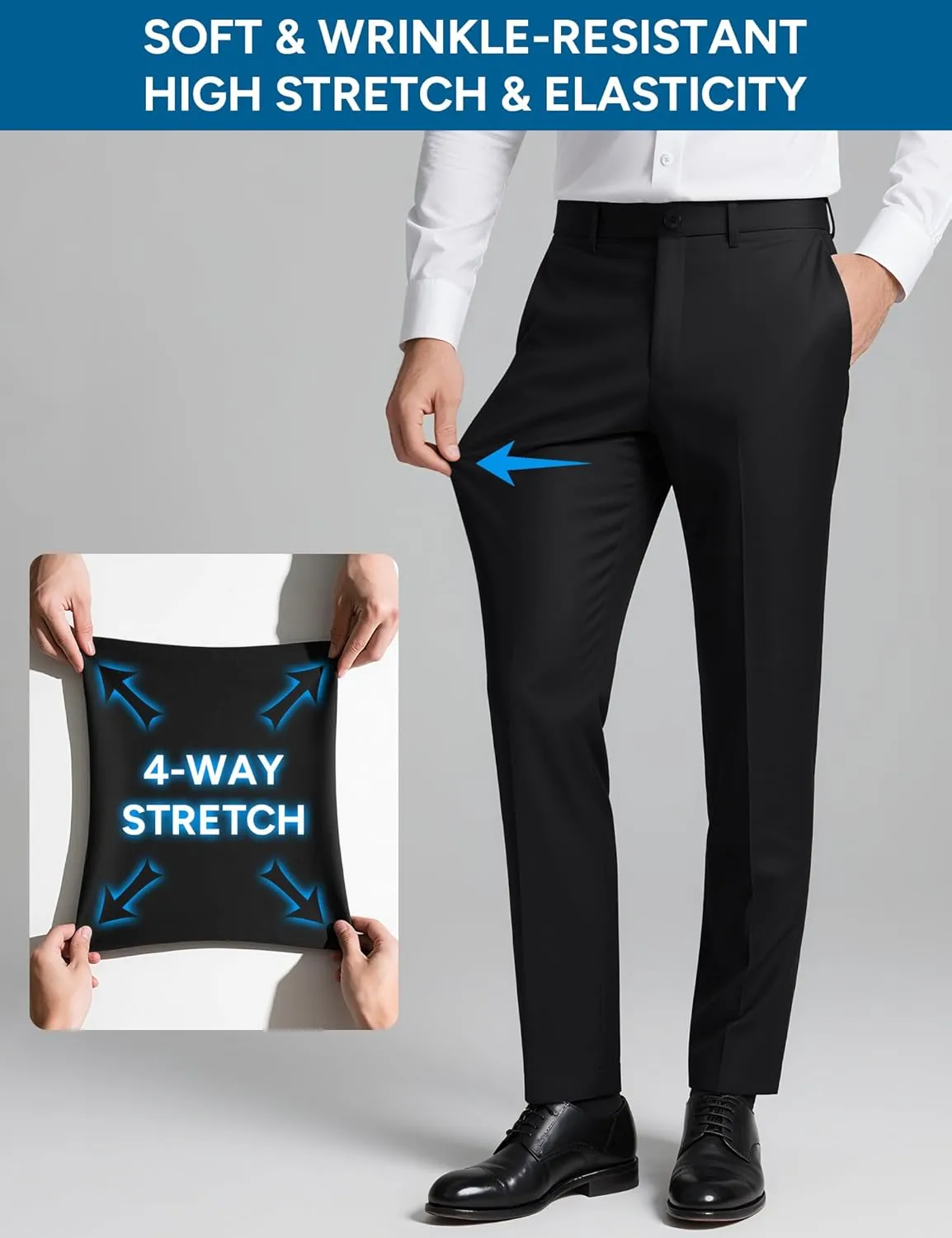 ELPA ELPA Men's Suit with Stretch Fabric 3-Piece Slim Fit Suit with 3 Fit Options (Short/Regular/Tall)