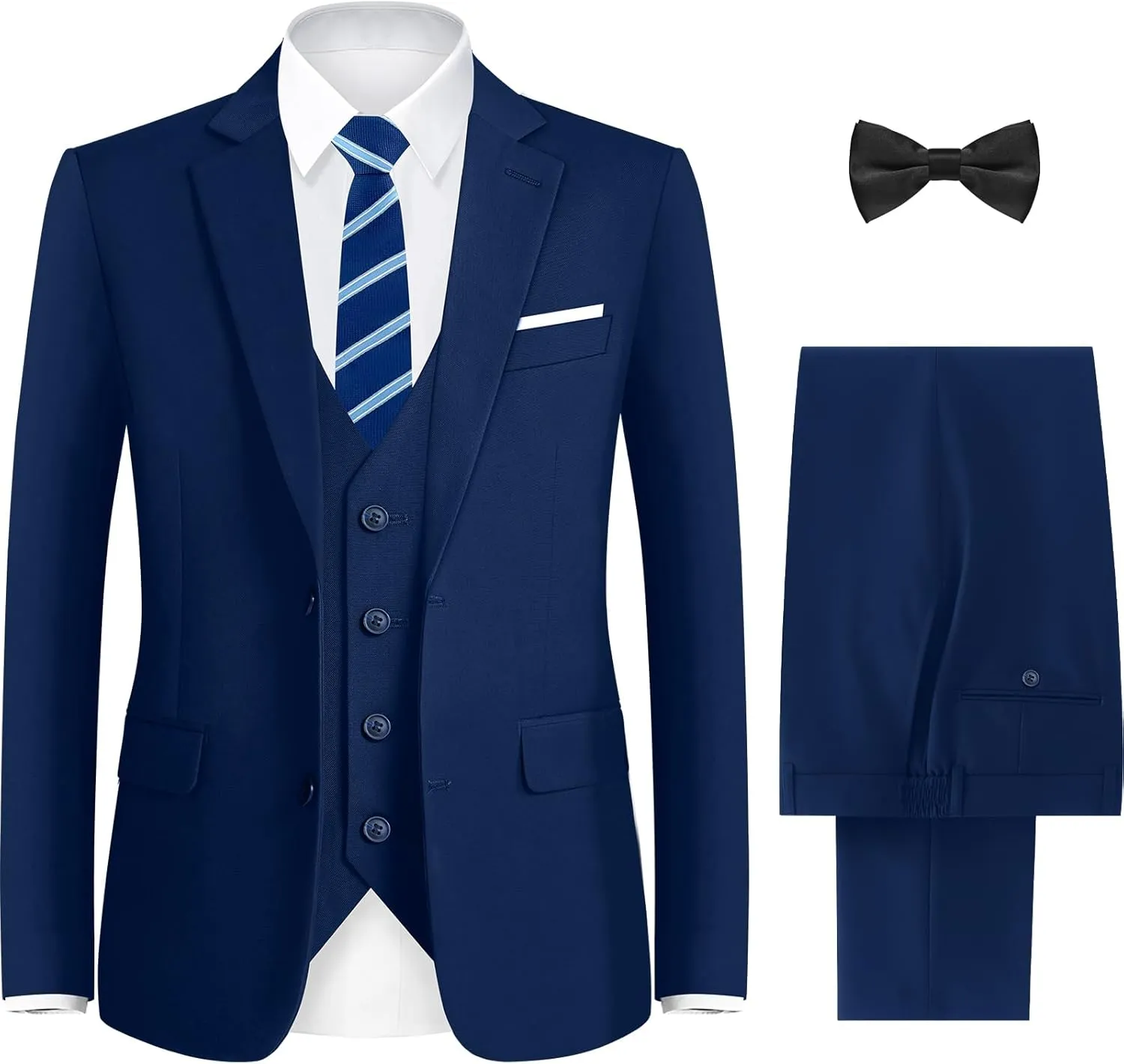 ELPA ELPA Men's Suit with Stretch Fabric 3-Piece Slim Fit Suit with 3 Fit Options (Short/Regular/Tall)
