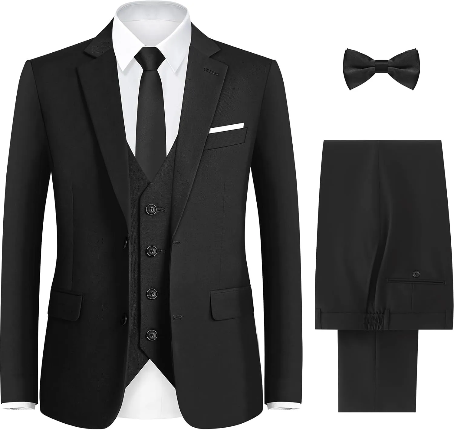 ELPA ELPA Men's Suit with Stretch Fabric 3-Piece Slim Fit Suit with 3 Fit Options (Short/Regular/Tall)