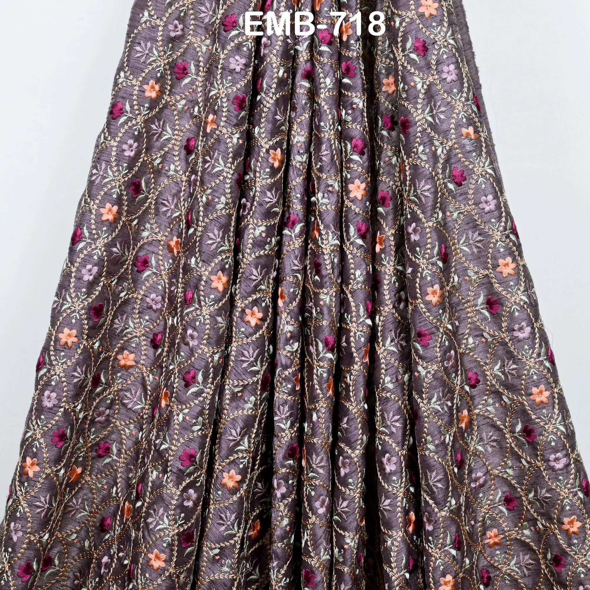 Embroidered Fabric by the yard Sewing Crafting Indian Embroidery Wedding Dress Costumes Dolls Regency Reticules, Victorian Handbags Clutches