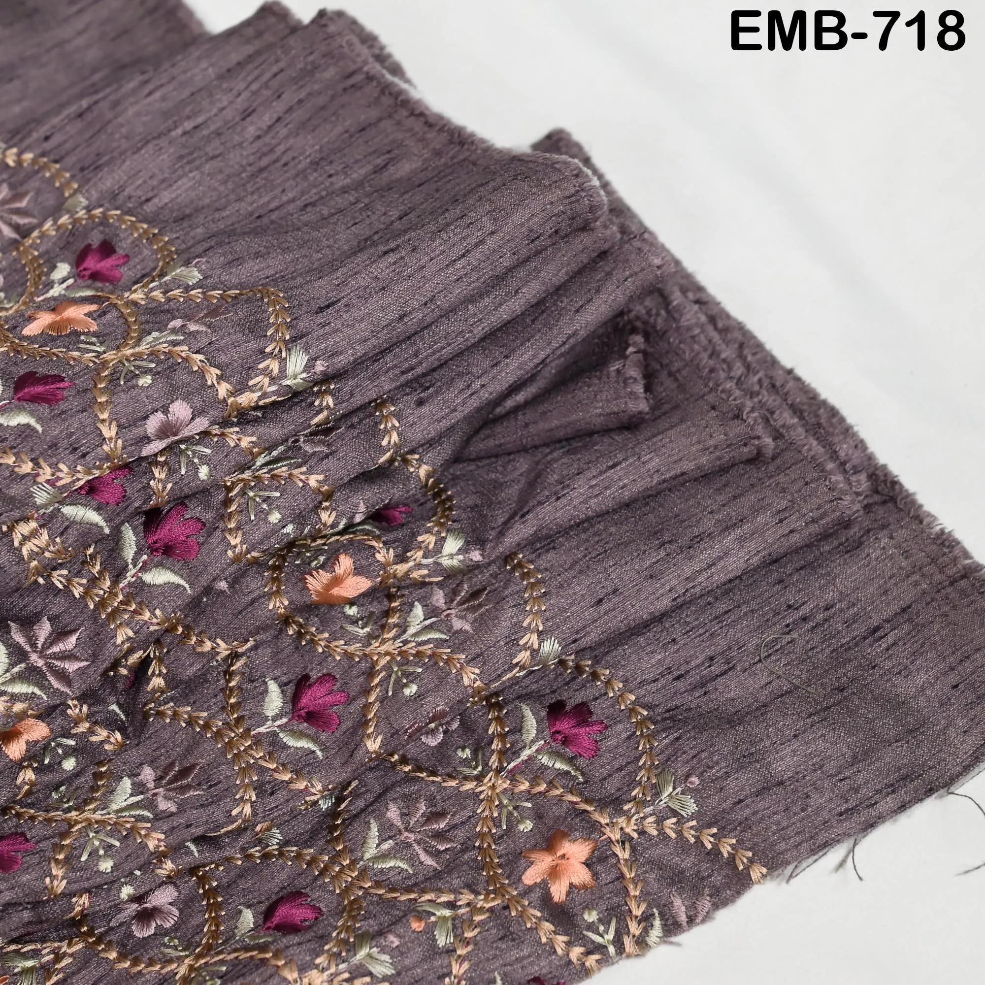 Embroidered Fabric by the yard Sewing Crafting Indian Embroidery Wedding Dress Costumes Dolls Regency Reticules, Victorian Handbags Clutches