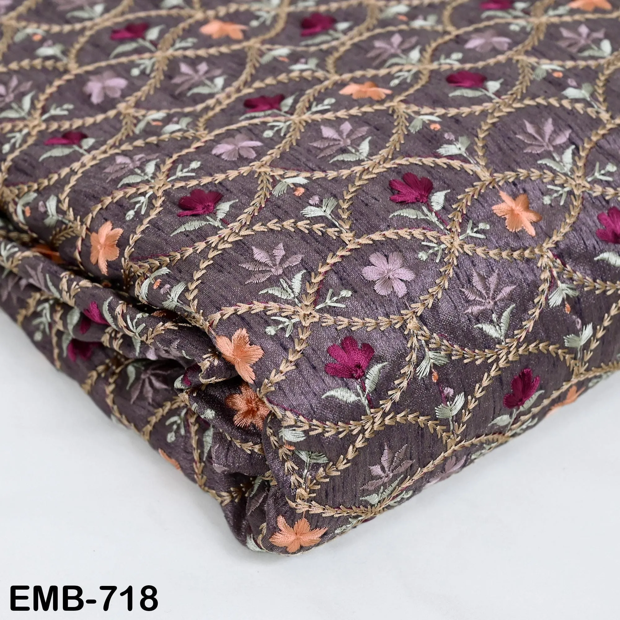 Embroidered Fabric by the yard Sewing Crafting Indian Embroidery Wedding Dress Costumes Dolls Regency Reticules, Victorian Handbags Clutches
