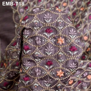 Embroidered Fabric by the yard Sewing Crafting Indian Embroidery Wedding Dress Costumes Dolls Regency Reticules, Victorian Handbags Clutches