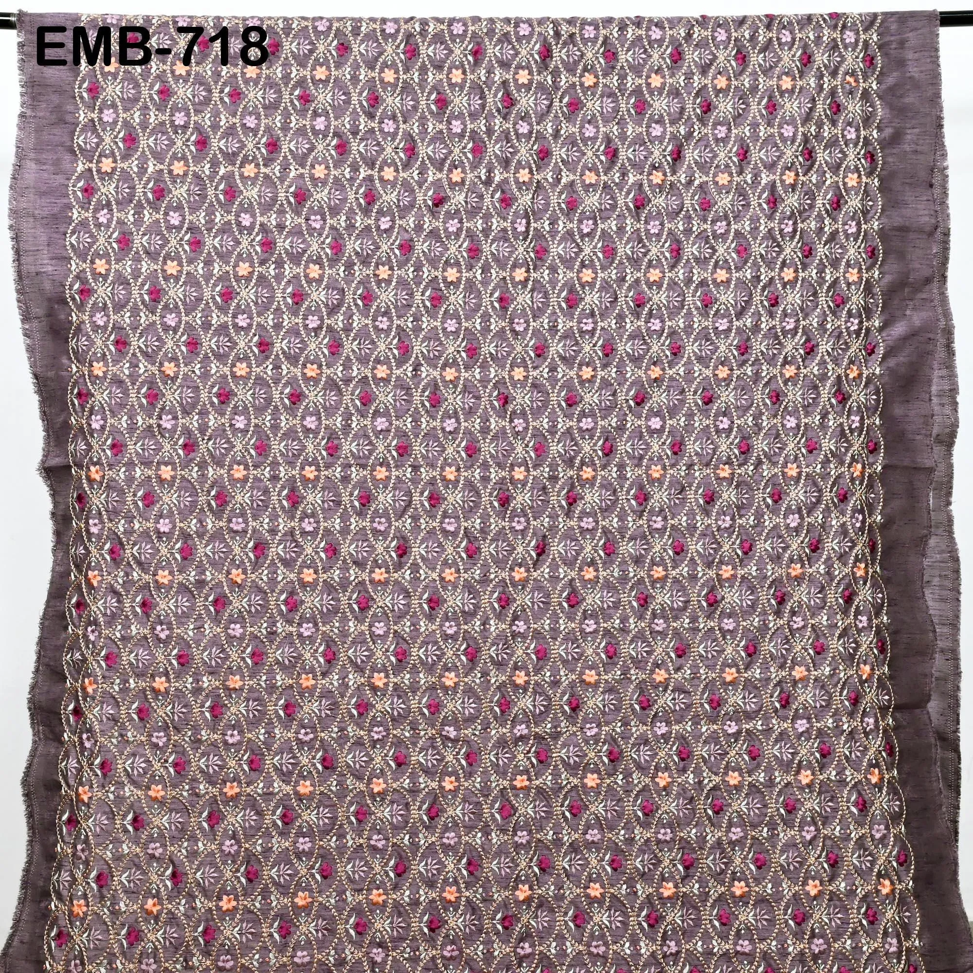 Embroidered Fabric by the yard Sewing Crafting Indian Embroidery Wedding Dress Costumes Dolls Regency Reticules, Victorian Handbags Clutches
