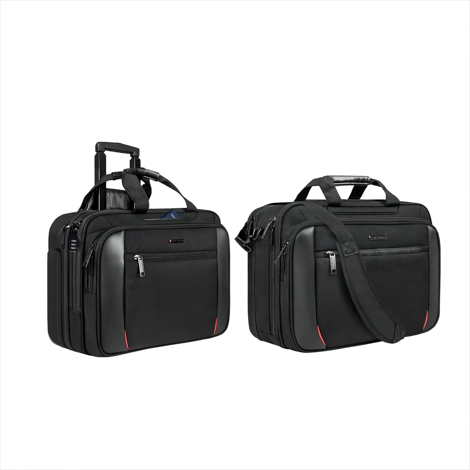 EMPSIGN 17.3" Laptop Briefcase& Rolling Bag With RFID Pockets for Business Work