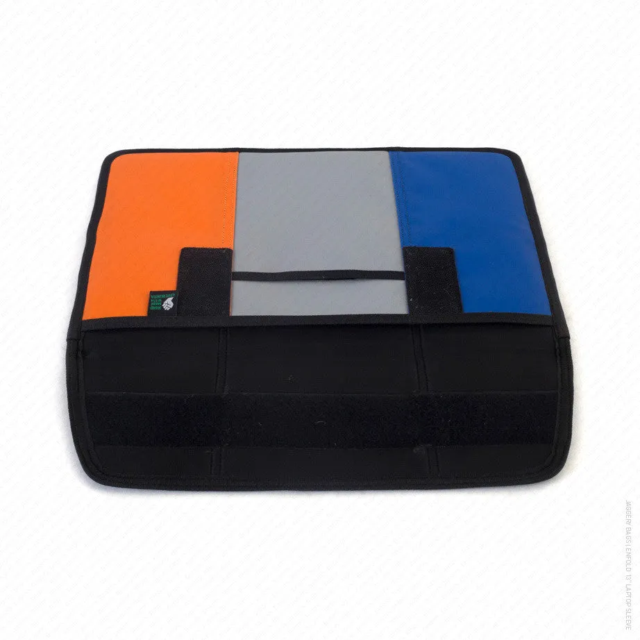 Enfold 13" Laptop Sleeve in Indigo Blue, Grey and Orange
