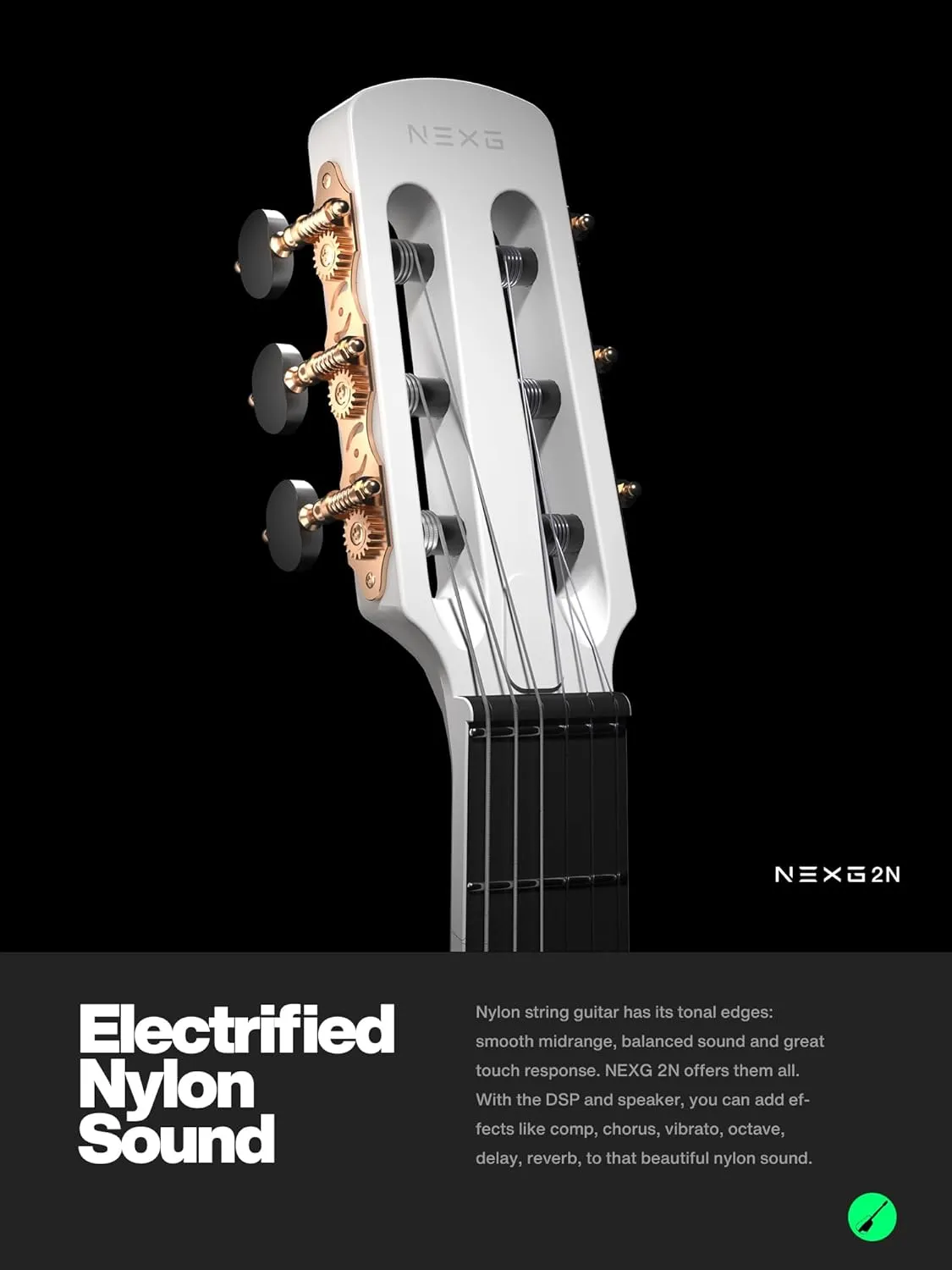 Enya Acoustic-Electric Carbon Fiber Classical Nylon String Travel Guitar NEXG 2N Smart Acustica Electric Guitarra with 50W Wireless Speaker, Thickened Gig Bag, Strap, Charging Cable, Adjusting Wrench