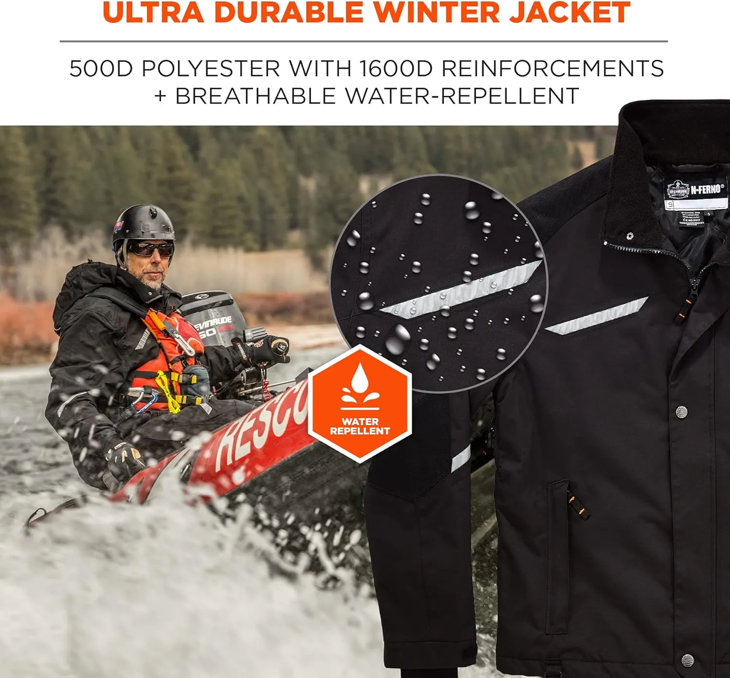 Ergodyne - 41114 N-Ferno 6466 Men's Winter Thermal Work Jacket, Black, Large