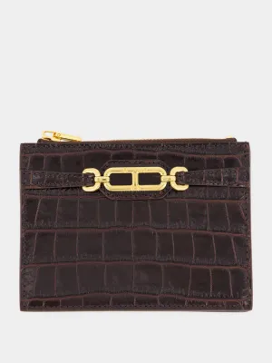 Espresso Crocodile Leather Card Holder