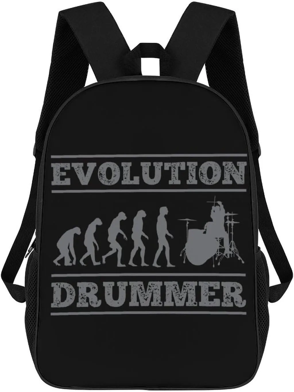 Evolution Drummer Funny Travel Backpack 17 Inch Casual Daypack Large Capacity Shoulder Bag for Men Women