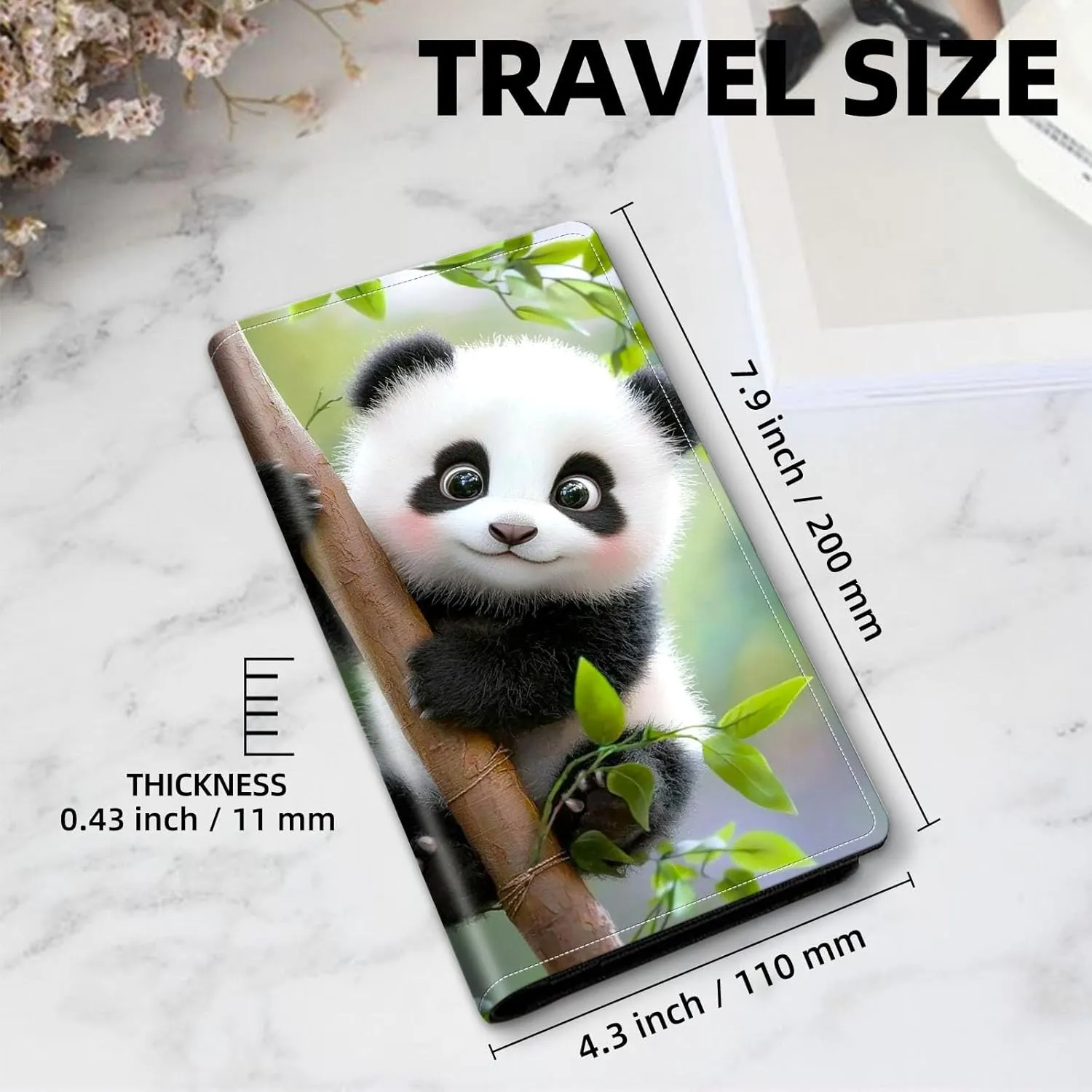 Exquisite Passport Holder for Travel Accessory, Cute Baby Panda Leather Passport Cover with Space for Documents and Family Photos, Travel Passport Credit Card Wallet for Women and Men