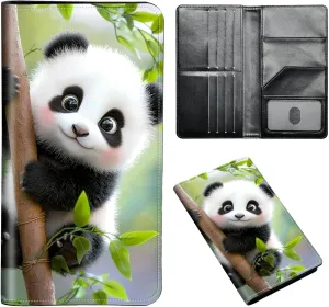 Exquisite Passport Holder for Travel Accessory, Cute Baby Panda Leather Passport Cover with Space for Documents and Family Photos, Travel Passport Credit Card Wallet for Women and Men