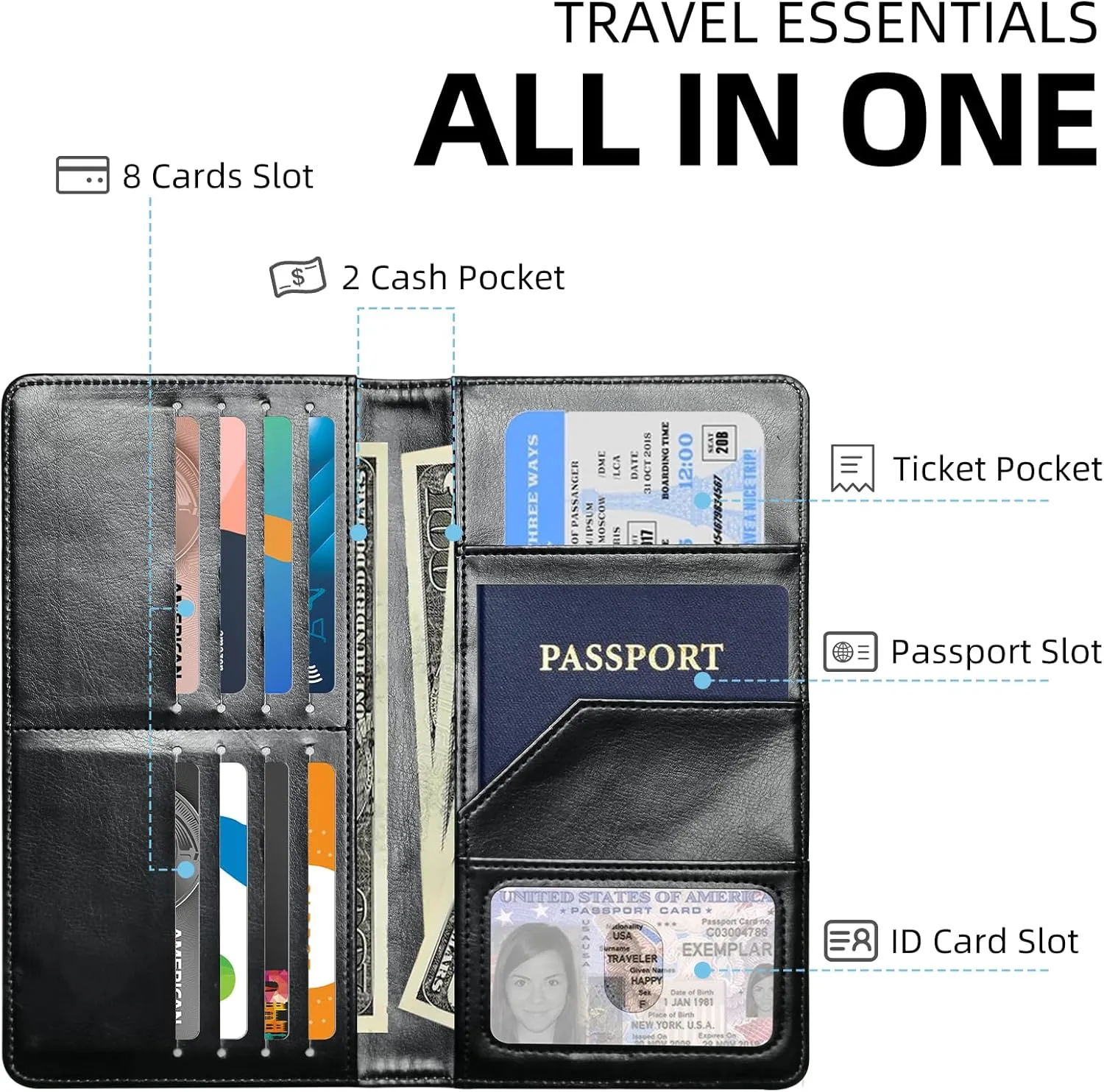 Exquisite Passport Holder for Travel Accessory, Cute Baby Panda Leather Passport Cover with Space for Documents and Family Photos, Travel Passport Credit Card Wallet for Women and Men