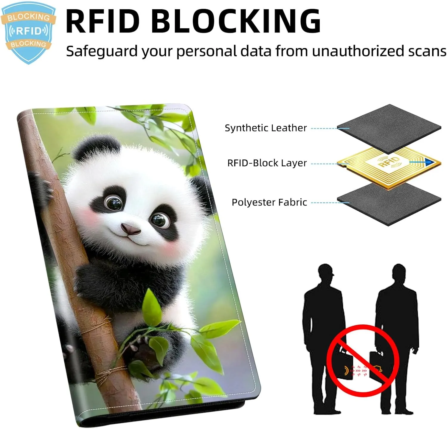 Exquisite Passport Holder for Travel Accessory, Cute Baby Panda Leather Passport Cover with Space for Documents and Family Photos, Travel Passport Credit Card Wallet for Women and Men