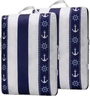 Extra Large Compression Packing Cubes for Checked Luggage, Lightweight Suitcase Organizers & Space Saver Bags - Travel Cubes for Packing - Travel Essentials - 2 Piece Set, X-Large - Navy Anchor
