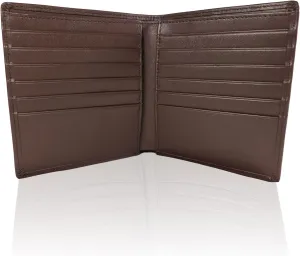 Extra Large Mens Leather Wallet with 12 credit card slots. Slim Minimalist Design, Not Bulky. Bifold Organizer. Wallet for Men. Dark Brown 5 x 4.25 in.