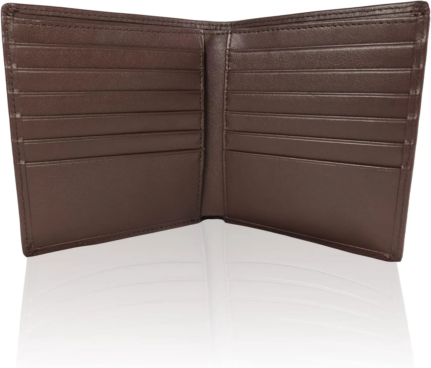 Extra Large Mens Leather Wallet with 12 credit card slots. Slim Minimalist Design, Not Bulky. Bifold Organizer. Wallet for Men. Dark Brown 5 x 4.25 in.