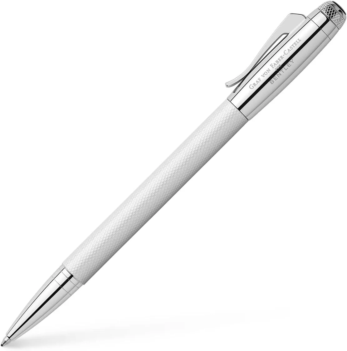 Faber-Castell Graf von Ballpoint Pen - Bentley White Satin, Black Ink Luxury Pen