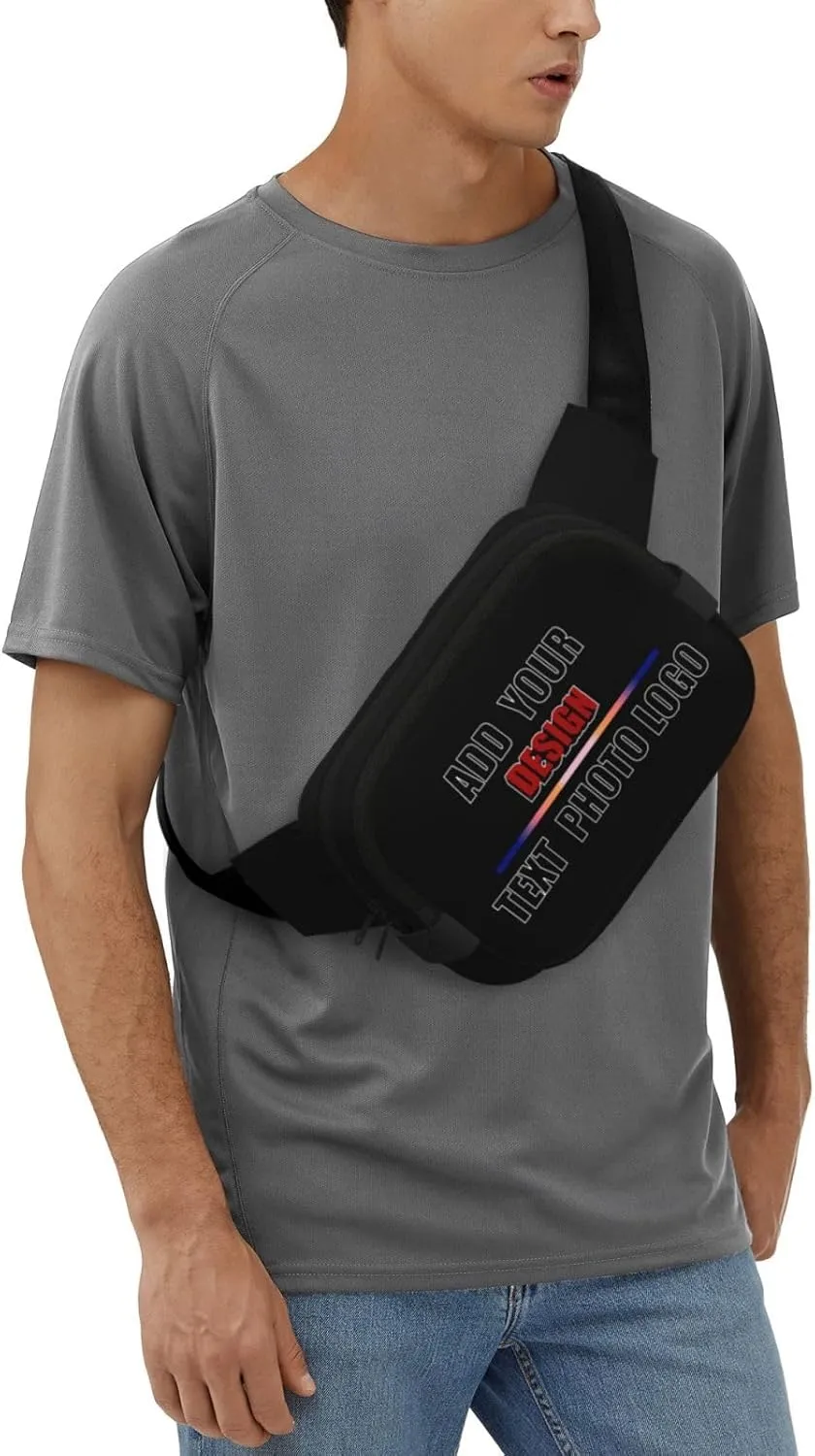Fanny Pack for Men Women Personalized Belt Bag with Photo Text Logo Hiking Running Gym Travel Essentials