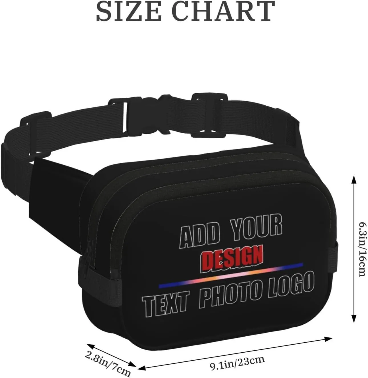 Fanny Pack for Men Women Personalized Belt Bag with Photo Text Logo Hiking Running Gym Travel Essentials