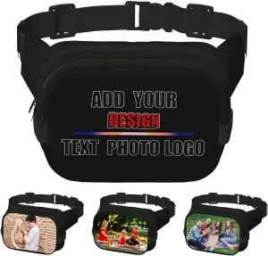 Fanny Pack for Men Women Personalized Belt Bag with Photo Text Logo Hiking Running Gym Travel Essentials