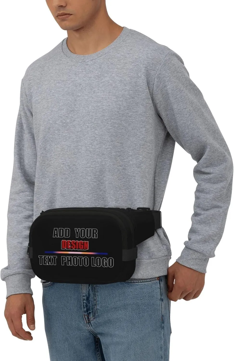 Fanny Pack for Men Women Personalized Belt Bag with Photo Text Logo Hiking Running Gym Travel Essentials