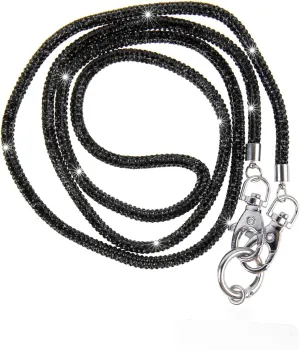 Fashion 43.3'' Exclusive Sparkle Crystal Handbag Lanyard,Premium Bling Handbag Strap,Waterproof Rhinestone Cellphone Lanyard Holder for Women(Black,1PC)