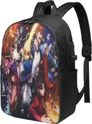 Fate Zero Fate Stay Night Laptop Backpack College Backpack Waterproof Durable Business Backpack With Usb Port Work Travel Casual Daypack 17 Inch