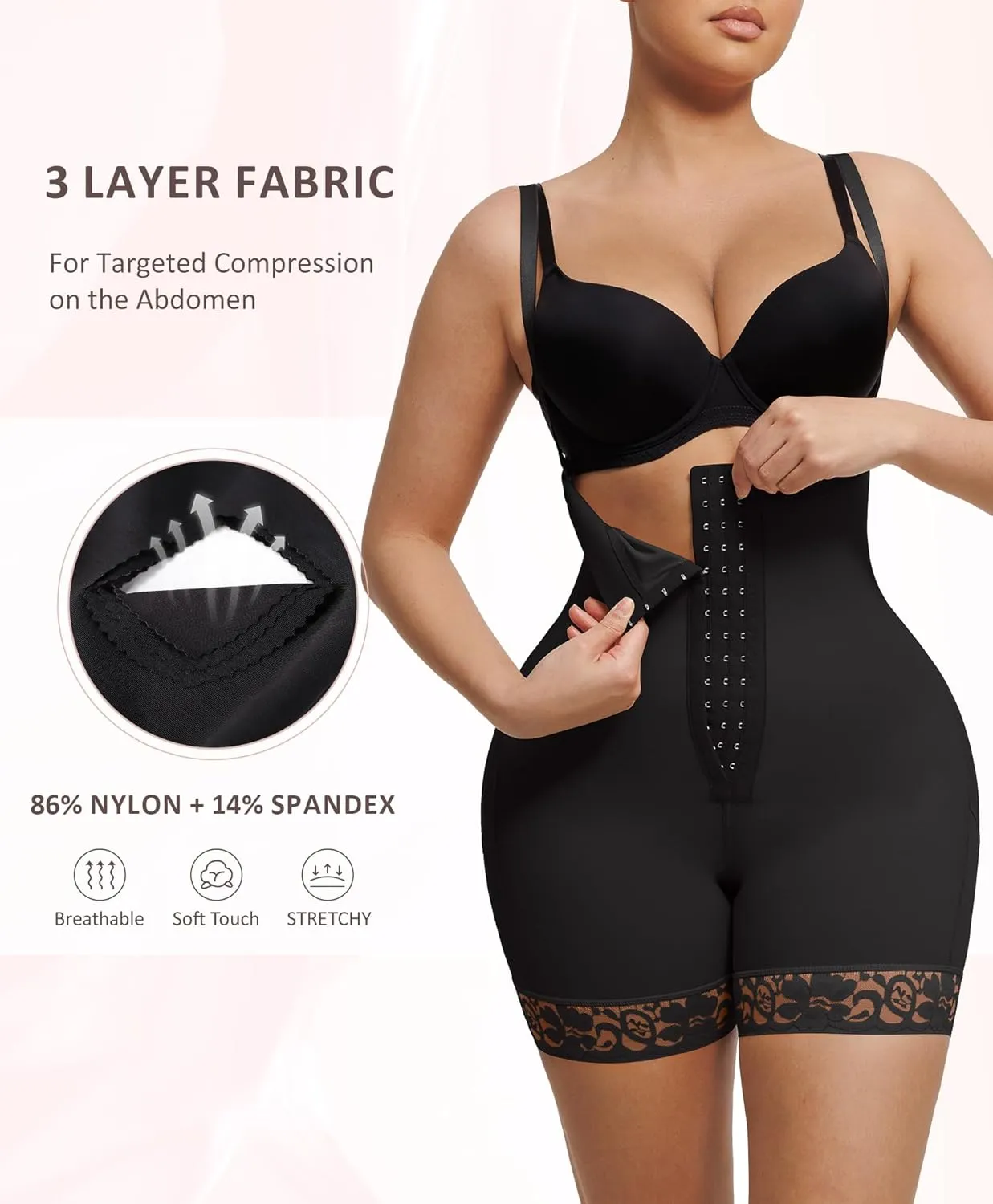 FeelinGirl Fajas Colombianas Shapewear for Women Post Surgery Compression Garment Tummy Control Shaper with Zipper Crotch