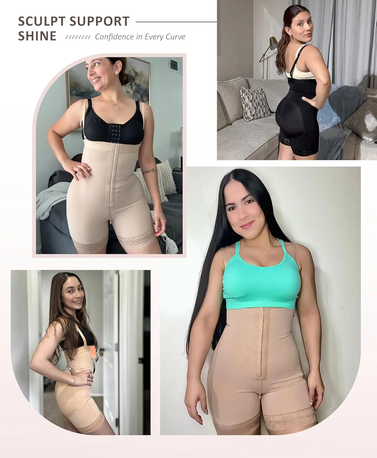 FeelinGirl Fajas Colombianas Shapewear for Women Post Surgery Compression Garment Tummy Control Shaper with Zipper Crotch