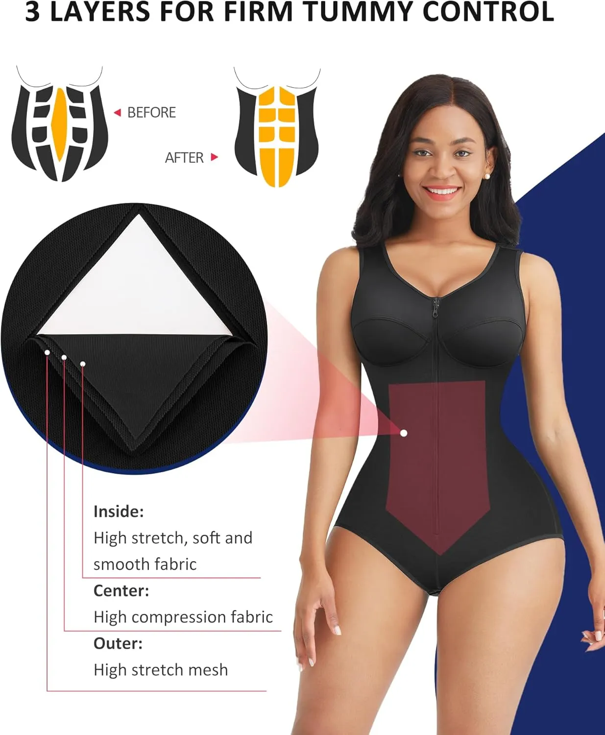 FeelinGirl Shapewear Tummy Control Fajas Colombianas Stage 2 Post Surgery Compression Garment Body Shaper for Women