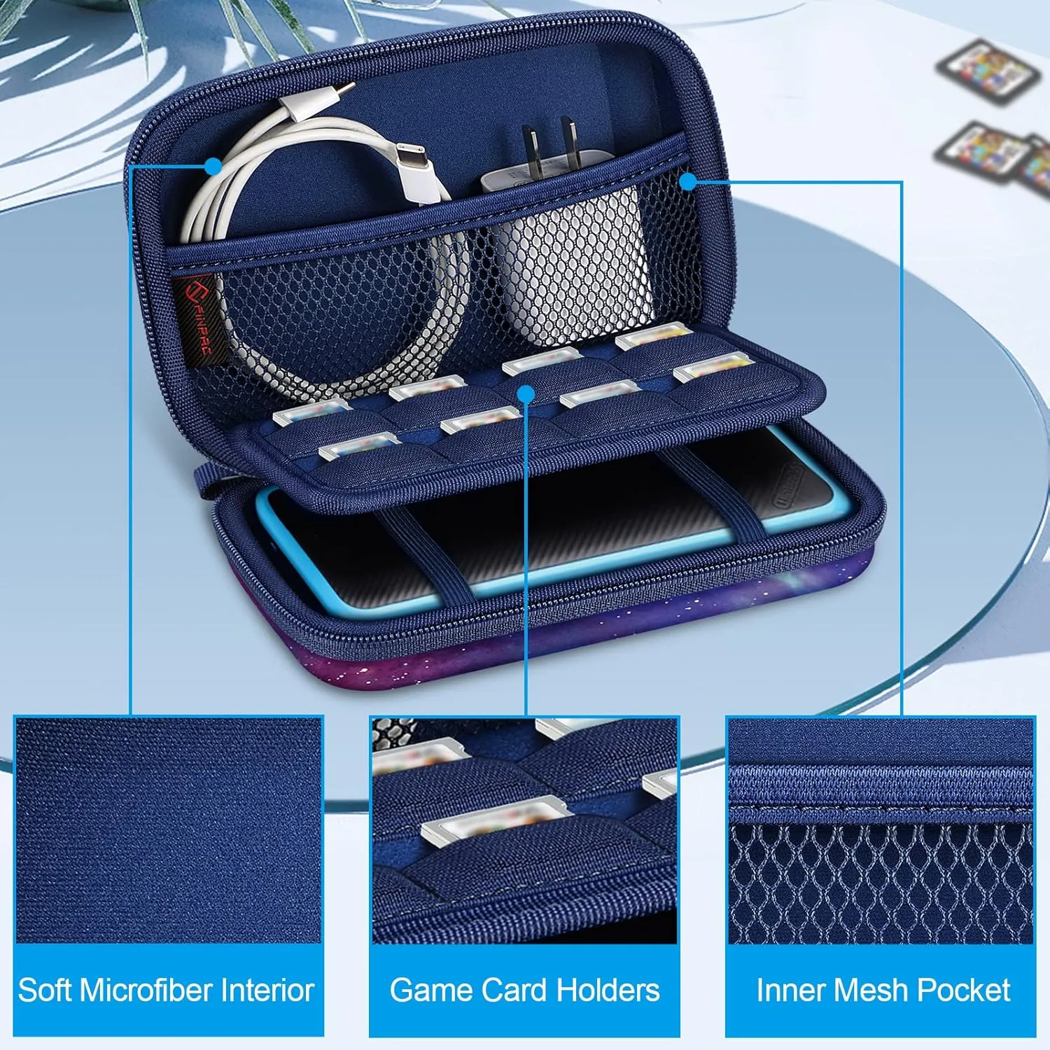 FINTIE Carrying Case for Nintendo New 2DS XL LL / New 3DS / 2DS / 3DS XL LL, Protective Hard Shell Portable Travel Cover Pouch with Game Card Slots & Inner Pocket, Galaxy